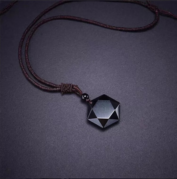 Obsidian Star Pendant Necklace