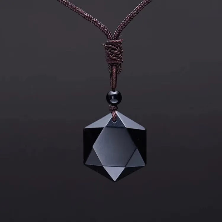 Obsidian Star Pendant Necklace